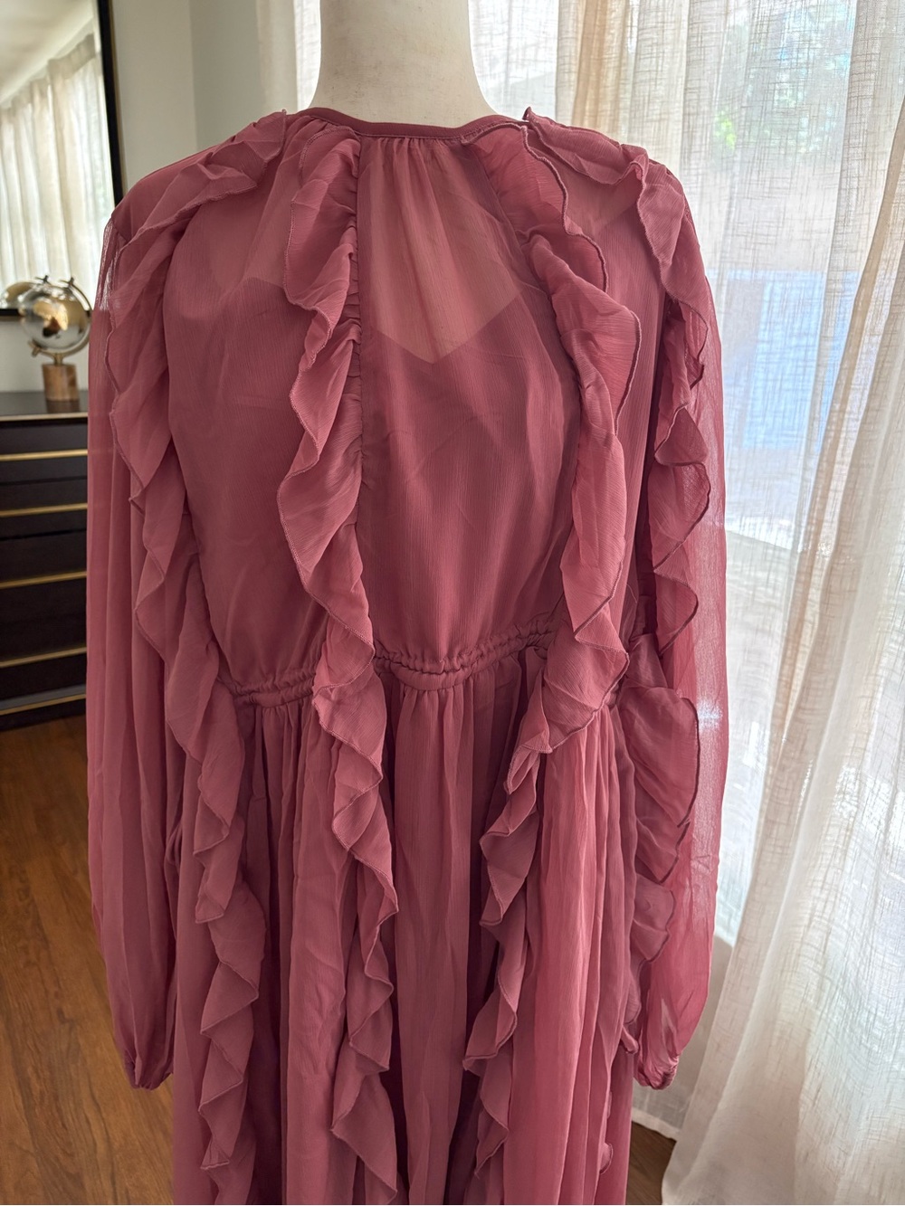 ASOS Curve Rose Pink Ruffle Maxi Dress - Picture 7 of 10